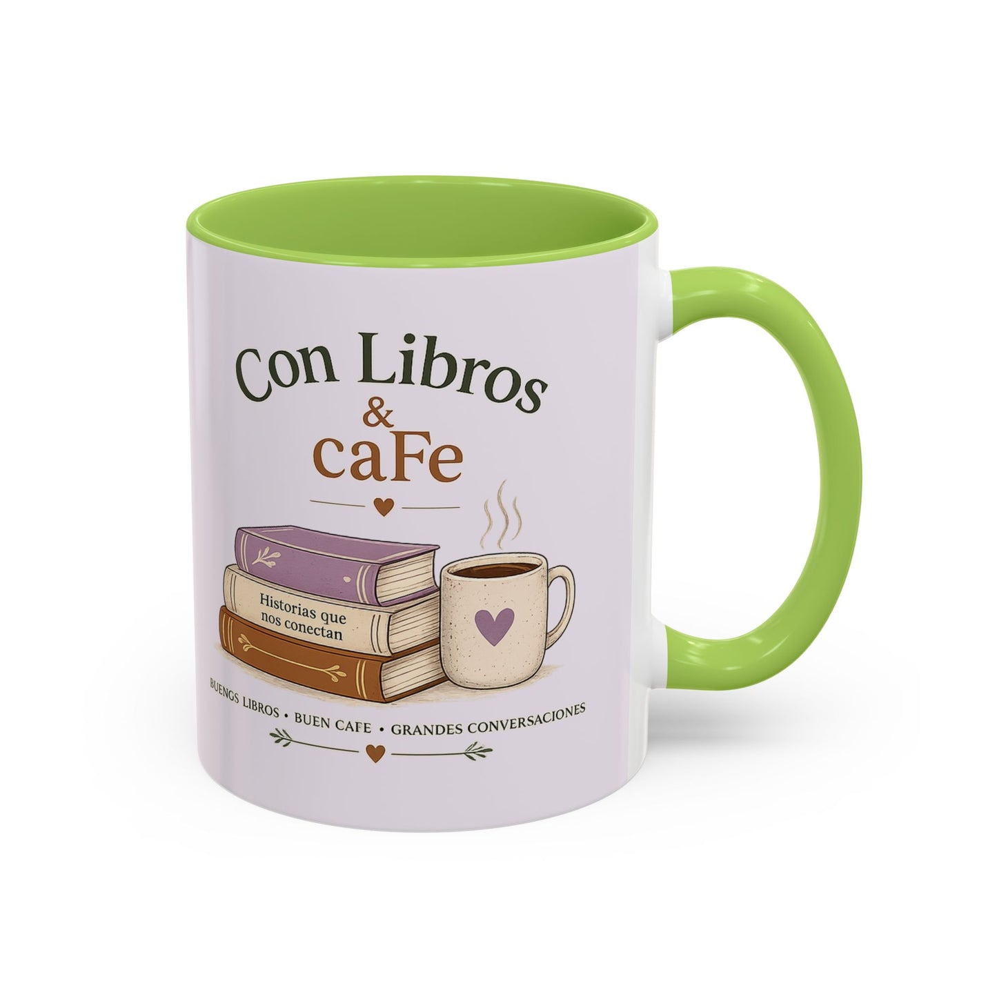 Con Libros & Café Accent Coffee Mug – Book Lover Coffee Cup (11/15oz)