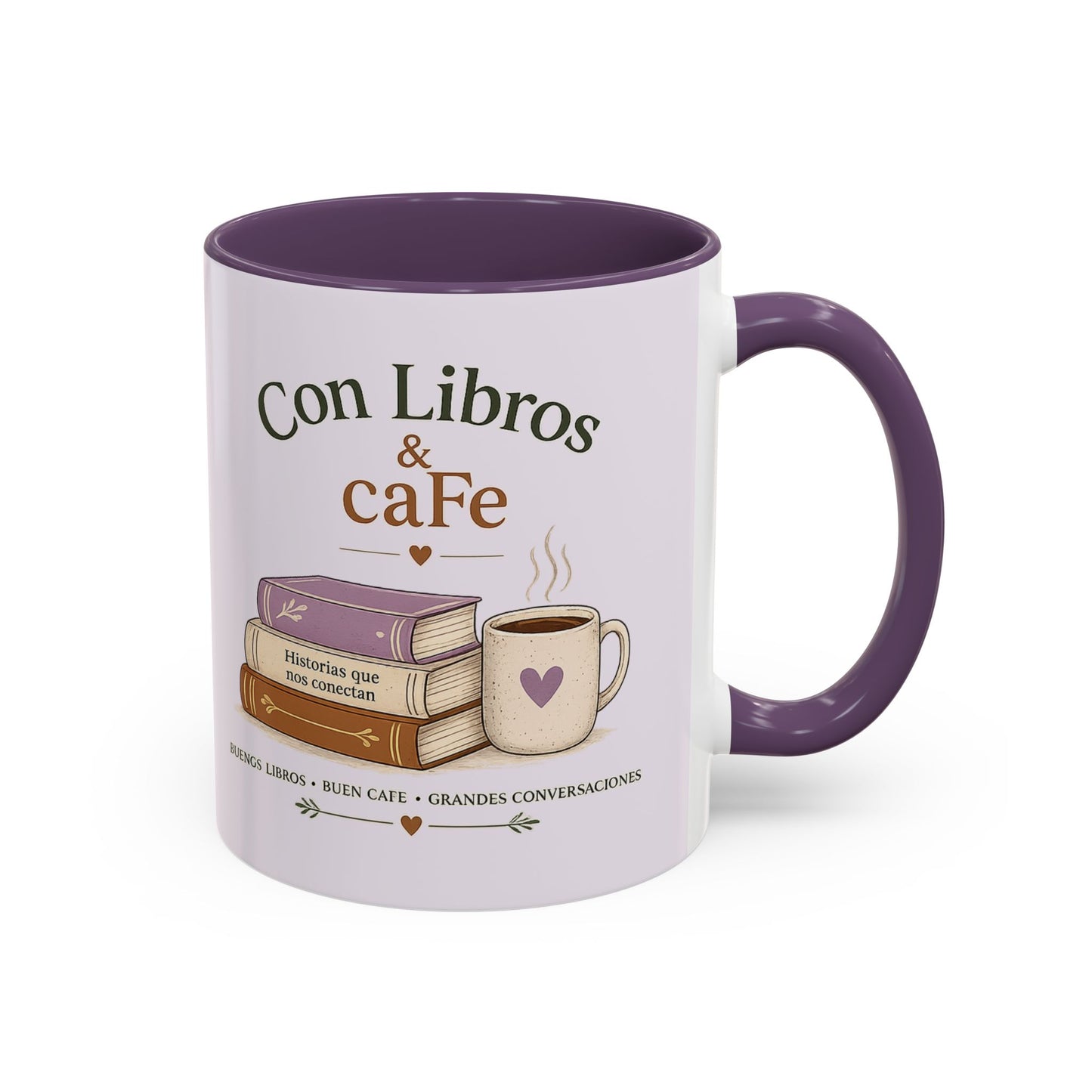 Con Libros & Café Accent Coffee Mug – Book Lover Coffee Cup (11/15oz)