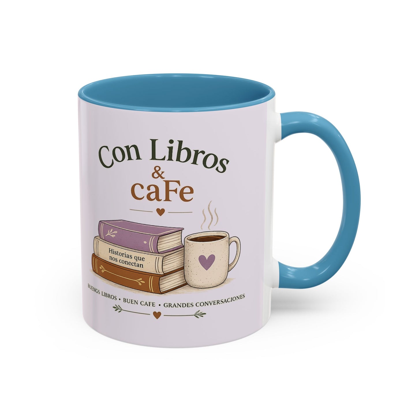 Con Libros & Café Accent Coffee Mug – Book Lover Coffee Cup (11/15oz)