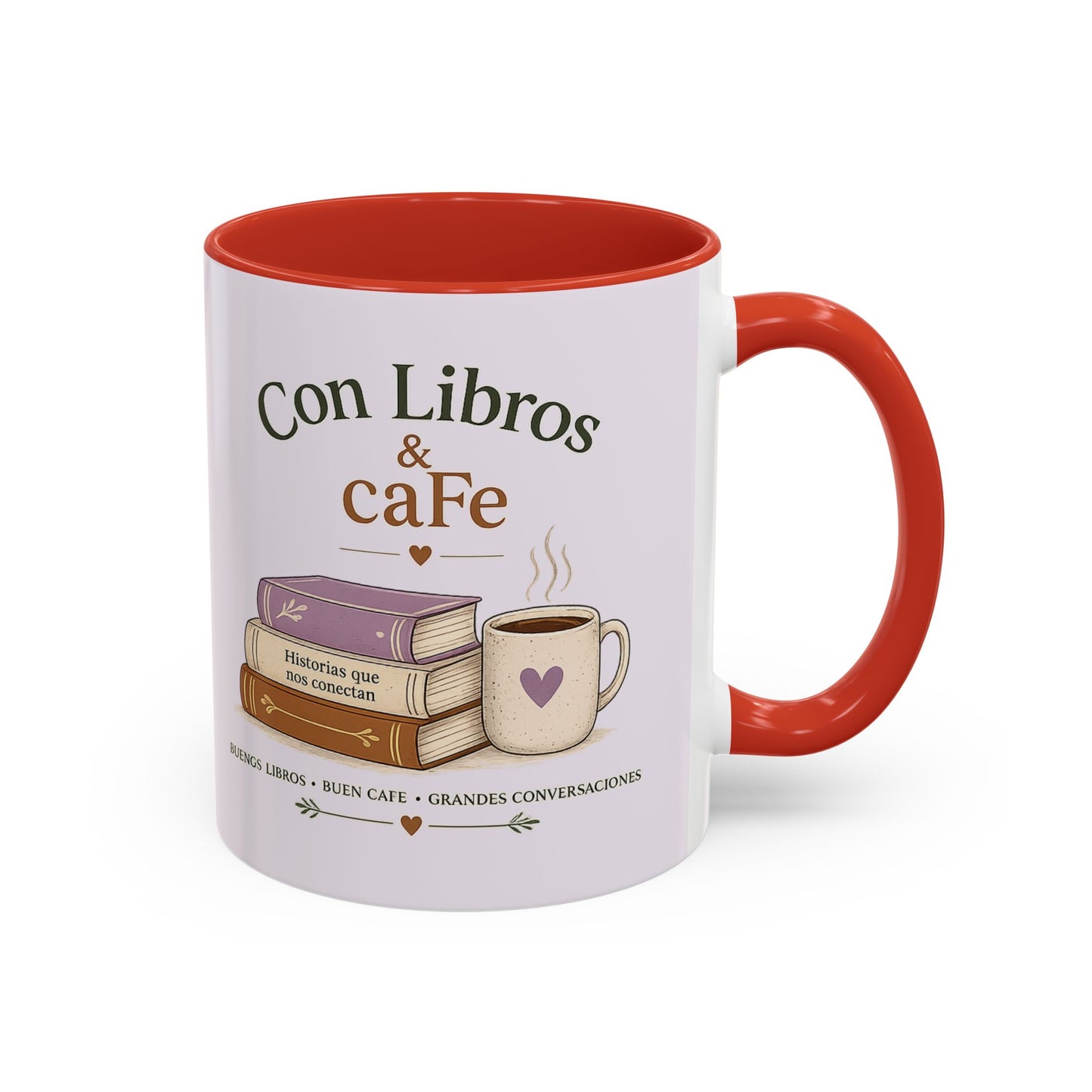 Con Libros & Café Accent Coffee Mug – Book Lover Coffee Cup (11/15oz)