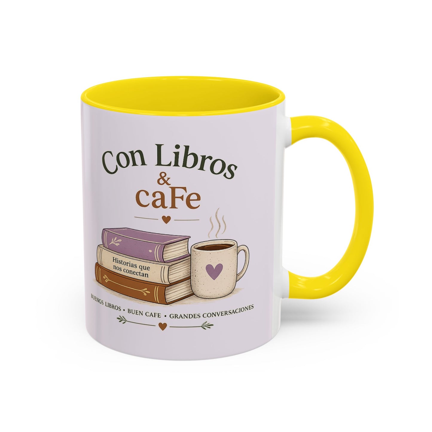 Con Libros & Café Accent Coffee Mug – Book Lover Coffee Cup (11/15oz)
