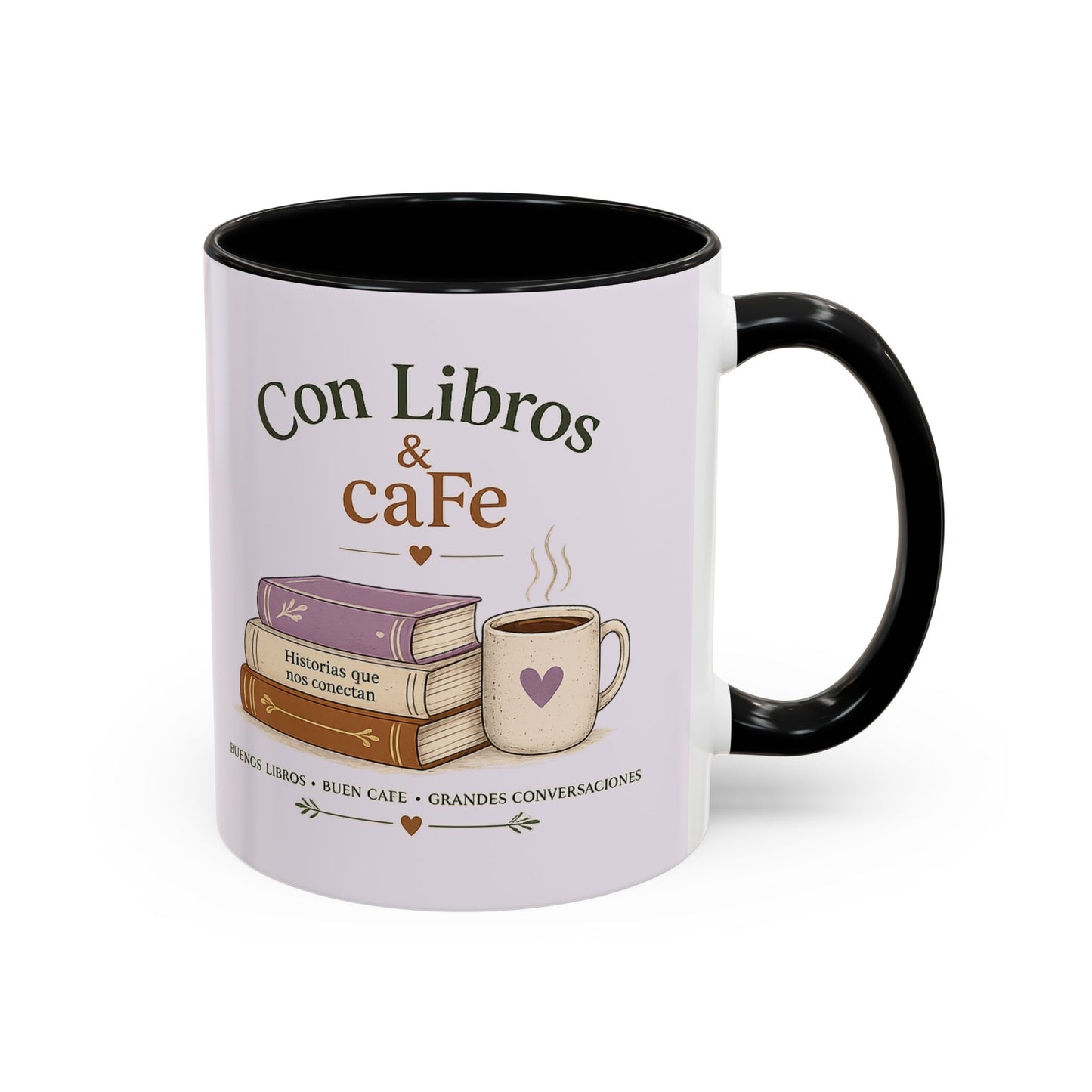 Con Libros & Café Accent Coffee Mug – Book Lover Coffee Cup (11/15oz)