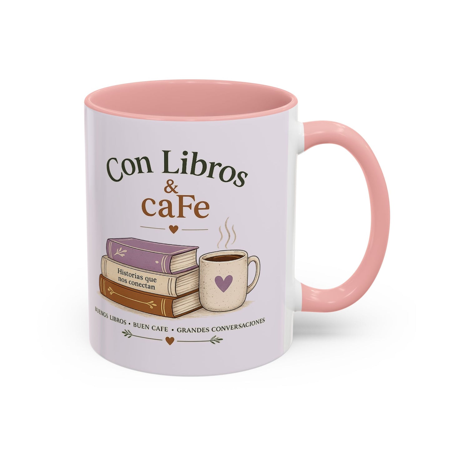 Con Libros & Café Accent Coffee Mug – Book Lover Coffee Cup (11/15oz)