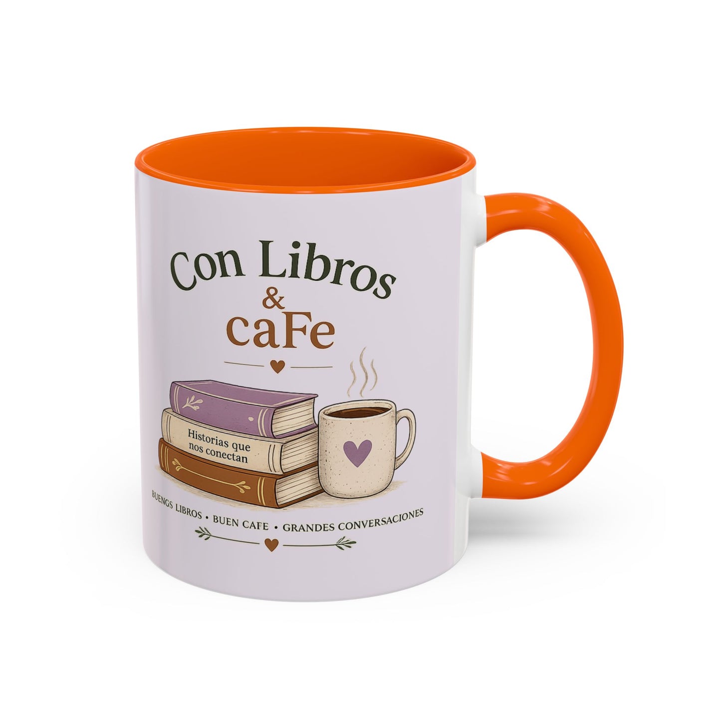 Con Libros & Café Accent Coffee Mug – Book Lover Coffee Cup (11/15oz)